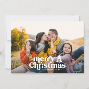 Cartes Pour Fêtes Annuelles Typographie rétro moderne photo vacances Noël