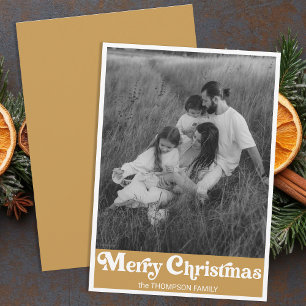 Cartes Pour Fêtes Annuelles Typographie Retro tendance Gold Christmas Photo