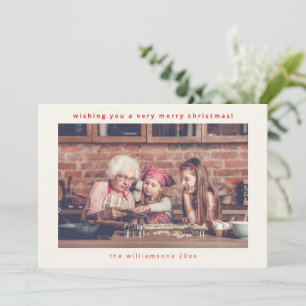 Cartes Pour Fêtes Annuelles Typographie rouge minimale Photo horizontale Noël