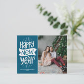 Cartes Pour Fêtes Annuelles Typographie rustique Bleu Bonne Année Photo (Debout devant)