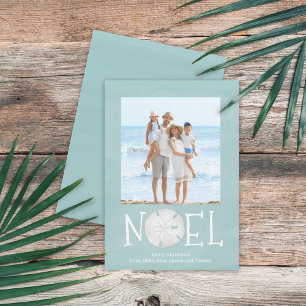 Cartes Pour Fêtes Annuelles Typographie Simple Custom Noel Beach Turquoise
