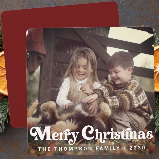 Cartes Pour Fêtes Annuelles Typographie simple et tendance Retro Noël photo