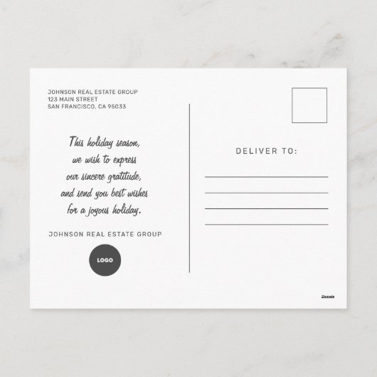 Cartes Pour Fêtes Annuelles Typographie simple moderne Ajouter un logo (Dos)