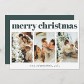 Cartes Pour Fêtes Annuelles Typographie simple moderne Noël Vert foncé (Devant / Derrière)