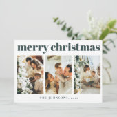 Cartes Pour Fêtes Annuelles Typographie simple moderne Noël Vert foncé (Debout devant)