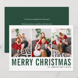 Cartes Pour Fêtes Annuelles Typographie verte Collage photo Joyeux Noël