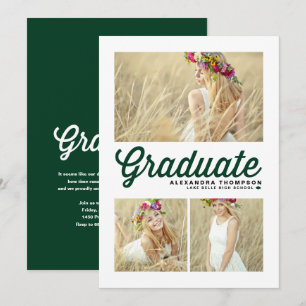 Cartes Pour Fêtes Annuelles Typographie verte Joyeux Noël Trois Photo