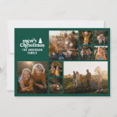 Cartes Pour Fêtes Annuelles Typographie verte rétro moderne multi photo (Devant)