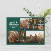 Cartes Pour Fêtes Annuelles Typographie verte rétro moderne multi photo (Debout devant)