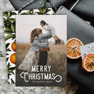 Cartes Pour Fêtes Annuelles Typographie vintage Oranges d'hiver Photo Noël
