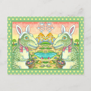 CARTES POUR FÊTES ANNUELLES TYRANNOSAURUS, CUTE T-REX, EASTER BUNNY DINO