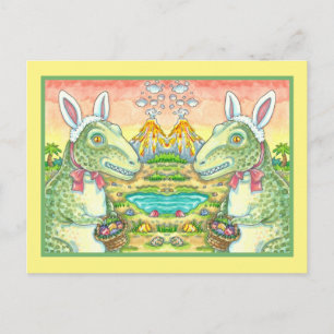CARTES POUR FÊTES ANNUELLES TYRANNOSAURUS, CUTE T-REX, EASTER BUNNY DINO