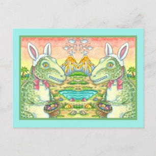 CARTES POUR FÊTES ANNUELLES TYRANNOSAURUS, CUTE T-REX, EASTER BUNNY DINO