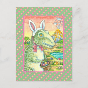 CARTES POUR FÊTES ANNUELLES TYRANNOSAURUS, CUTE T-REX, EASTER BUNNY DINO