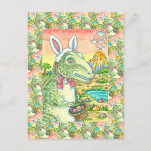 CARTES POUR FÊTES ANNUELLES TYRANNOSAURUS, T-REX MIGNON, LAPIN DE PÂQUES DINO