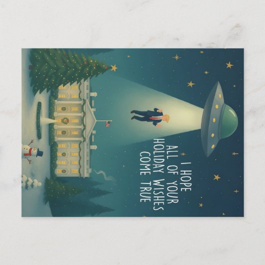 Cartes Pour Fêtes Annuelles UFO Holiday Intervention Funny Political Christmas (Devant)