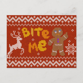Cartes Pour Fêtes Annuelles Ugly Christmas Sweater: Bite Me Gingerbread Man