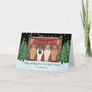 Cartes Pour Fêtes Annuelles Un adorable troupeau de chevaux Joyeuses fêtes Noë