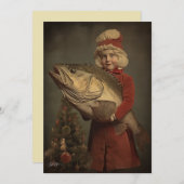 Cartes Pour Fêtes Annuelles Un appartement de remplacement de poisson de Noël (Devant / Derrière)
