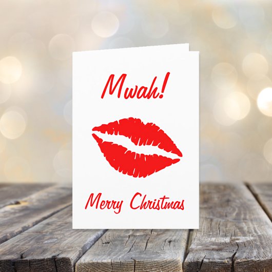 Cartes Pour Fêtes Annuelles Un baiser pour Noël blanc et rouge
