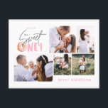 Cartes Pour Fêtes Annuelles un beignets rose sucré un anniversaire multi photo<br><div class="desc">multi photo rose sucré un mignon beigne 1e anniversaire invitation</div>