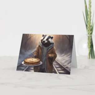 Cartes Pour Fêtes Annuelles Un blaireau fantaisiste sur les voies offre une ta
