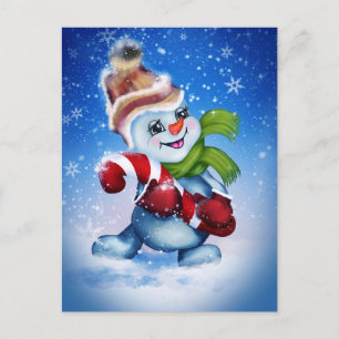 Cartes Pour Fêtes Annuelles Un bonhomme de neige festif
