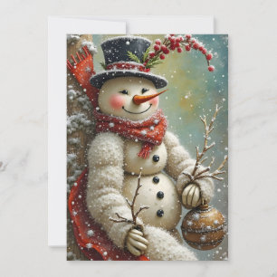 Cartes Pour Fêtes Annuelles Un bonhomme de neige gai