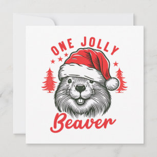 Cartes Pour Fêtes Annuelles Un castor joyeux 