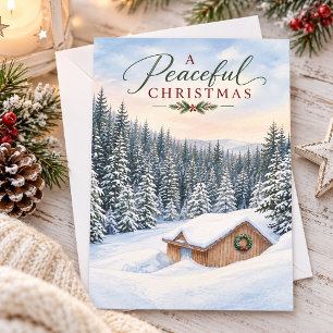 Cartes Pour Fêtes Annuelles Un chalet de montagne dans une forêt enneigée pour