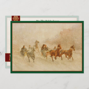 Cartes Pour Fêtes Annuelles Un cheval Open Sleigh Race Vintage Customisé