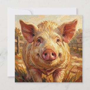 Cartes Pour Fêtes Annuelles Un cochon mignon dans une ferme boueuse