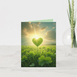 Cartes Pour Fêtes Annuelles Un coeur shamrock tendre sous le ciel du soir