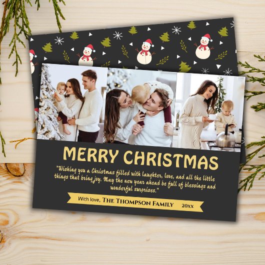 Cartes Pour Fêtes Annuelles Un collage 3 photos moderne joli Noël gris