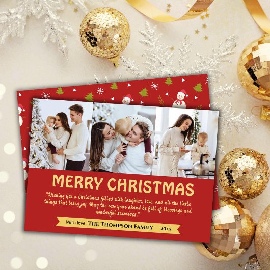 Cartes Pour Fêtes Annuelles Un collage 3 photos moderne joli Noël rouge