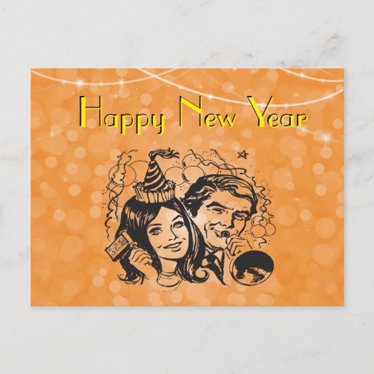 Cartes Pour Fêtes Annuelles Un couple du Nouvel An natif en fête (Devant)