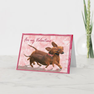 Cartes Pour Fêtes Annuelles Un dachshund Valentine - Allons jouer !
