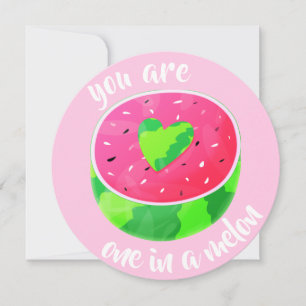 Cartes Pour Fêtes Annuelles Un dans un Melon Valentine Heart Watermelon Love