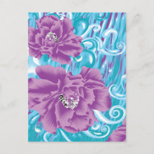 Cartes Pour Fêtes Annuelles Un design textile dynamique avec violet et turq