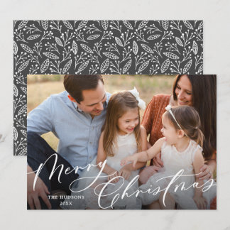 Cartes Pour Fêtes Annuelles Un Élégant script blanc de photo Joyeux Noël
