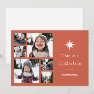 Cartes Pour Fêtes Annuelles Un enfant est né Photo Collage Noël
