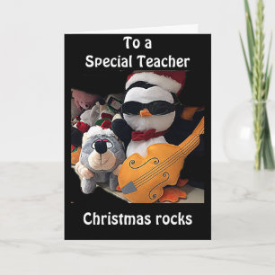 CARTES POUR FÊTES ANNUELLES **UN ENSEIGNANT SPÉCIAL** J0PE V0TRE NOËL "R0CKS'