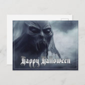 Cartes Pour Fêtes Annuelles Un fantôme noir dans un paysage désarmé - Hallowee (Devant / Derrière)