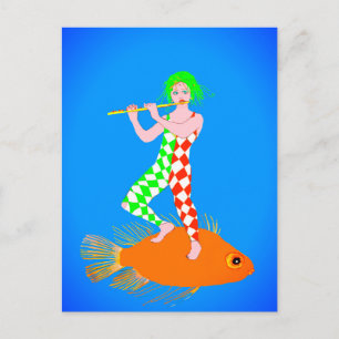 Cartes Pour Fêtes Annuelles Un flûtiste