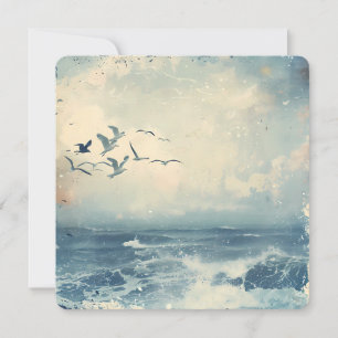 Cartes Pour Fêtes Annuelles Un fond de collage d'oiseaux côtiers océan mer cie