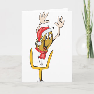 Cartes Pour Fêtes Annuelles Un football de Noël avec un casquette de noël