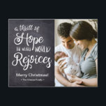 Cartes Pour Fêtes Annuelles Un frisson d'Espoir le monde fatigué se réjouit Ba<br><div class="desc">Personnalisez cette carte postale de Noël avec les mots "Un frisson d'espoir que le monde fatigué se réjouit" sur le tableau de bord. Customisez avec une photo de bébé, nom de famille et détails de faire-part de naissance. Indiquez la date de naissance du bébé, les statistiques et l'adresse de retour...</div>