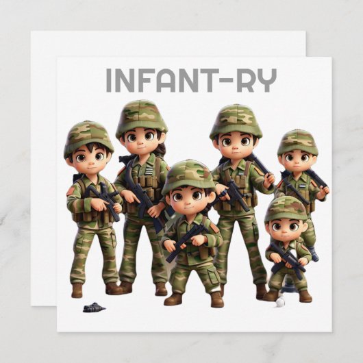 Cartes Pour Fêtes Annuelles Un Groupe D'Enfants En Camouflage De L'Armée Unifo (Devant / Derrière)
