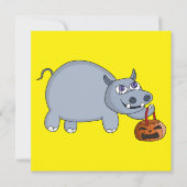Cartes Pour Fêtes Annuelles Un hippopotame avec un sac de citrouille (Devant)