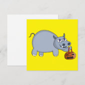 Cartes Pour Fêtes Annuelles Un hippopotame avec un sac de citrouilles (Devant / Derrière)